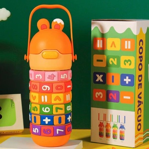 Bouteille d'eau pour enfants avec motifs de chiffres et de symboles mathématiques, 14 oz, éducative / apprentissage ludique, puzzle, thermos en acier inoxydable isolé - Product Image 3