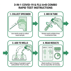 Test Rapido Combinato Antigene COVID-19 e Influenza A+B 3 in 1, Tampone Nasale per Autodiagnosi, Risultato Rapido in 15 Minuti, Uso Domestico OEM ODM - Product Image 4