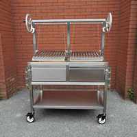 Barbecue au charbon de bois en acier inoxydable à double zone de température de 44 pouces, nouveau design, style argentin