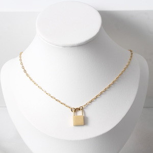 Vendita Calda: Regalo <span class=keywords><strong>di</strong></span> <span class=keywords><strong>San</strong></span> <span class=keywords><strong>Valentino</strong></span>, Collana con Ciondolo a Lucchetto Inciso in Acciaio Inossidabile, Elegante per Donne - Product Image 4