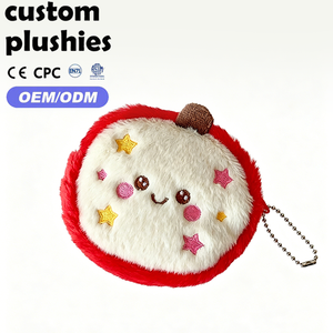 Monedero de Peluche Suave Personalizado OEM con Diseño de Manzana, Bolsa Pequeña con Cremallera y Sonrisa de Fruta, Regalo de Cumpleaños para Amigos - Product Image 1