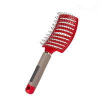 Brosse à Cheveux Professionnelle Antidérapante pour Salon, Séchage Rapide, Courbée, Ventilée, Rouge, Massage du Cuir Chevelu, Démêlante, pour Séchage au Sèche-Cheveux