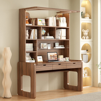 Bureau d'ordinateur simple moderne avec étagère intégrée Bureau mural en bois massif pour filles Table de chambre à coucher pour étude à domicile