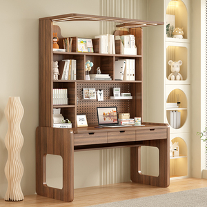 Scrivania Moderna Singola per Computer con Libreria Integrata, <span class=keywords><strong>Scrittoio</strong></span> <span class=keywords><strong>a</strong></span> Parete in Legno Massello per Ragazze, Tavolo per Studio e Camera da Letto - Product Image 4