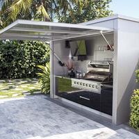 Station de barbecue d'extérieur au meilleur prix avec table latérale et étagère de rangement, en acier thermolaqué