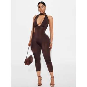 VOIKERDR Mono capri para mujer, estilo halter, sin espalda, sexy, para fiesta, ropa de club, sin costuras, transparente, de elastano y poliéster - Product Image 2