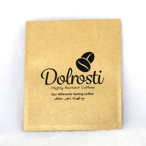 Custom Logo Heat Seal 3 Side Seal Flat Kraft Paper Aluminum Foil Pouch Bag For Tea Sachet Packaging