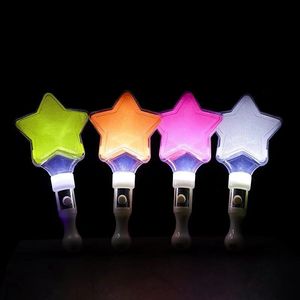 Colorful Children's Pentagram Heart Design Glowing Stick Star Concert Hand Lamp Promotional Party Toy for Events Plastic