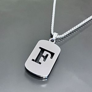 Trendy Hollow Initial Letter Name Colar Prata Aço Inoxidável 26 Alfabeto Colar De Pingente Para Homens Mulheres Jóias - Product Image 6