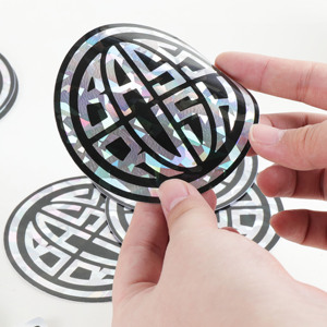 Pas cher Rond Logo Personnalisé Die Kiss Cut Holographique Laser arc-en-ciel Dot Sourire Emojis Autocollant - Product Image 3