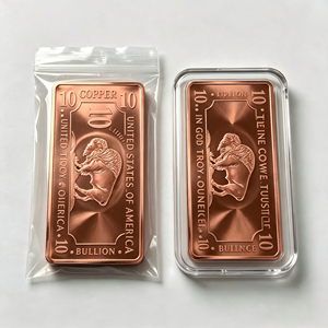 Barra de lingote de cobre de diez onzas .999, placa rectangular grabada con búfalo, arte coleccionable para regalo - Product Image 4