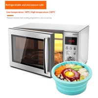 Bol pliable en silicone portable, qualité alimentaire, pour pique-nique en plein air, voyage, bol à nouilles instantanées, boîte à lunch ronde