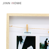 Jinn Home 3pcs 4x6in Tapis de cadre photo en bois Cadres photo suspendus Clips Support d'affichage Affichage mural