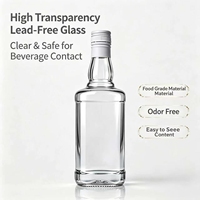 Bouteille en verre vide transparente carrée anti-rupture avec bouchon à vis 500 ml, impression personnalisée, décoration givrée, plusieurs styles de bouchons