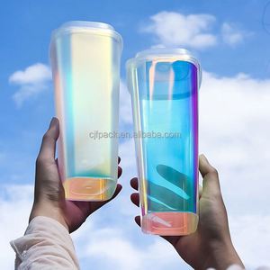 Custom Logo Disposable 1000 ml Single Wall 90mm Bubble Tea Juice Beverage <b>Cups</b> Large Cola <b>Plastic</b> <b>Cup</b> with Snack Bowl Food Tray - Product Image 6