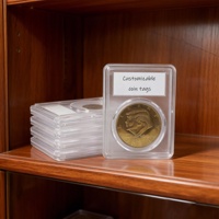 Support en acrylique pour pièces de monnaie, écologique et élégant, avec joint à 3 griffes, finition mate, scellage ultrasonique, empilable et portable