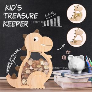 Tirelire dinosaure en bois pour les tout-petits, tirelire à monnaie, pour les enfants de 2 à 4 ans - Product Image 2