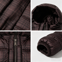 Blouson matelassé d'hiver pour homme, style streetwear, imprimé à carreaux, col montant, coupe courte et ample, minimaliste