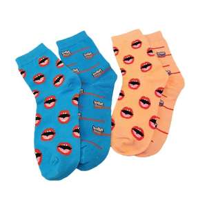 Venta al por mayor Crazy novedad labio AB Calcetines estampados divertidos calcetines <span class=keywords><strong>de</strong></span> algodón no coincidentes para las <span class=keywords><strong>mujeres</strong></span> - Product Image 6