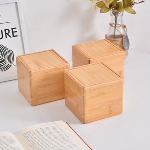Caja de almacenamiento de bambú cuadrada de color sólido con tapa extraíble, organizador de escritorio para tazas y teteras, embalaje a prueba de polvo - Product Image 3