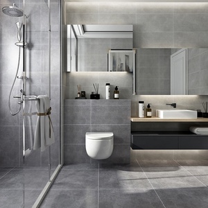 Azulejo de pared <span class=keywords><strong>Vintage</strong></span> para baño, azulejos antideslizantes de 300x600mm, Gris Cemento - Product Image 1
