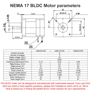 Motor BLDC de Bajo Ruido de 24 V y 3000 rpm, 42 mm Cuadrado, Sin Escobillas, para Bomba Médica, Laboratorio, AGV, Brazo Robótico, Cajero Automático 42BL 17 - Product Image 3