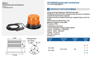 12V 110V không thấm nước nam châm mạnh mẽ an toàn xe <span class=keywords><strong>Strobe</strong></span> <span class=keywords><strong>LED</strong></span> xoay nhấp nháy chỉ số ánh sáng đèn hiệu - Product Image 5