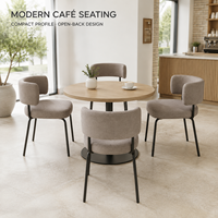 Chaise de salle à manger Oatmeal Boucle avec dossier en forme de U flottant, assise rectangulaire rembourrée, structure tubulaire noire