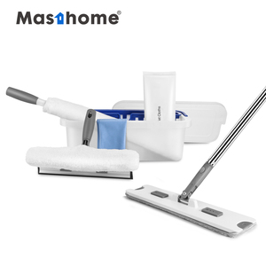 Le Kit de nettoyage domestique Masthome, très vendu, comprend un chiffon, un chiffon, une raclette de fenêtre et une serpillière plate en microfibre - Product Image 1