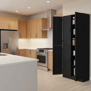 Gabinete de Cocina Independiente Negro de 4 Puertas con Estantes Ajustables para Almacenamiento en la Cocina - Product Image 2