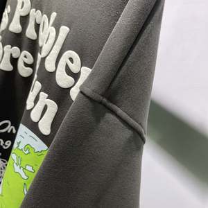 Yingling vente en gros 100% coton éponge française Vintage 3D bouffée de mousse imprimé poids lourd marque à la mode surdimensionné écologique - Product Image 5