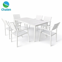 Ensemble de table à manger d'extérieur en aluminium de 7 pièces de luxe moderne Meuble élégant en métal pour hôtel et restaurant pour l'extérieur du salon