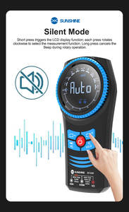 El multímetro giratorio de rango automático Sunshine mide la resistencia de voltaje CA/CC y la función de pitido - Product Image 6