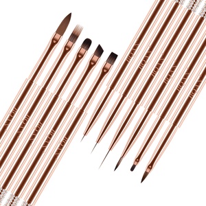 Pinceaux professionnels pour nail art en nylon avec manche métallique doré, pour détails ovales, <span class=keywords><strong>gel</strong></span>, vernis et liner 3D pour ongles - Product Image 4