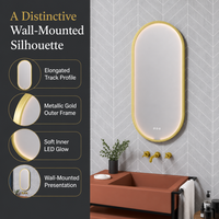 Miroir LED intelligent au design moderne, forme arquée, interrupteur tactile, miroir de salle de bain éclairé pour appartement