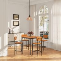 Ensemble de table à manger écologique en bois brun 4 pièces avec 4 chaises, meubles de maison industriels économiseurs d'espace pour appartement, dîner en famille