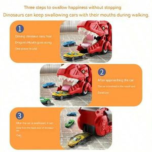 Jouets de <span class=keywords><strong>voiture</strong></span> de transport de dinosaures, camion de transport de jouets, ensemble de pistes avec 4 voitures en alliage, camion de jouets se transforme en dinosaure pour tout-petits - Product Image 5