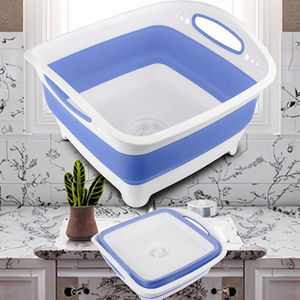 Colador plegable de cocina de nuevo diseño 2025, <span class=keywords><strong>cesta</strong></span> de silicona plegable de plástico con Operador de válvula de agua, colador de verduras - Product Image 1