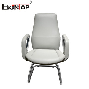   Chaise de bureau de direction en cuir gris clair, ergonomique, réglable en hauteur, avec roulettes, pour usage domestique ou professionnel - Product Image 3