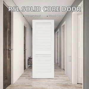Porte intérieure en bois laqué <span class=keywords><strong>blanc</strong></span> à lattes surélevées, design à persiennes, peinture cuite, taille personnalisée, directement de l'usine - Product Image 2