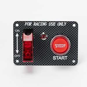 Interrupteur à bascule 2-en-1 pour démarrage moteur de voiture, SPST marche/arrêt, avec indicateur LED rouge, panneau d'interrupteur d'allumage 12V pour voiture de course avec couvercle de sécurité - Product Image 1