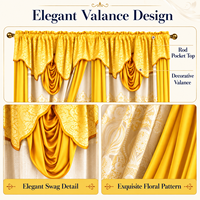 Gorden Elegan 2 Panel dengan Valance untuk Ruang Tamu Warna Kuning Kain Lembut Berkualitas Tinggi Rideaux De Maison Grosir
