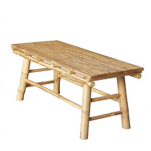 Bamboo Coffee <b>Table</b> Rustic Design Tapered Legs Durable <b>Outdoor</b> Furniture Natural Material Garden Use - Product Image 1