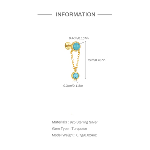 ต่างหูเงินแท้ 925 ประดับด้วยพลอยเทอร์ควอยซ์รูปดอกไม้ลายตาแมว ROXI Dagger  แบบสั่งทำได้สำหรับใส่ทุกวัน - Product Image 6