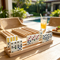 Supports à dominos en bois personnalisés, plateaux porte-dominos en bois massif non finis, présentoirs pour dominos pour le jeu du Train mexicain et les jeux de famille