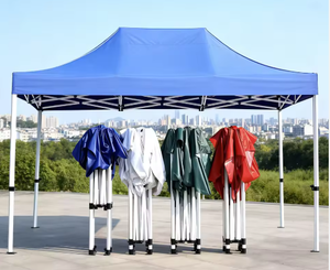 Tente Pop-Up Portable 5m x 3m Imperméable et Coupe-Vent avec Structure en Fer Pliante pour Événements Extérieurs, Salons Commerciaux, Plage et <span class=keywords><strong>Terrasse</strong></span> - Product Image 2