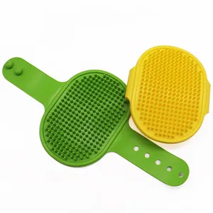 Factory Price Dog Soothing Massage Rubber Comb Pet Cat Dog Cleaning Grooming Shampoo Bath Brush with Adjustable Ring Handle