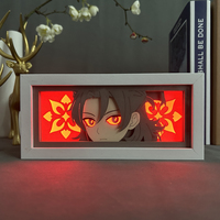 Genshin Impact Albedo Boîte à lumière MDF Cadre en bois Laser Paper Cut Lightbox Game Led Night light for Bedroom Decor Table Lamp