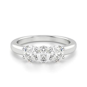 Anillo de compromiso de moissanita de 3 piedras de corte ovalado para mujer para bodas, aniversarios, cumpleaños, banda de boda, anillo de regalo de cumpleaños - Product Image 3