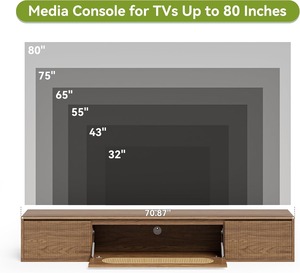 Meuble <span class=keywords><strong>TV</strong></span> <span class=keywords><strong>mural</strong></span> moderne rainuré avec portes rabattables pour salon et chambre à coucher - Product Image 4